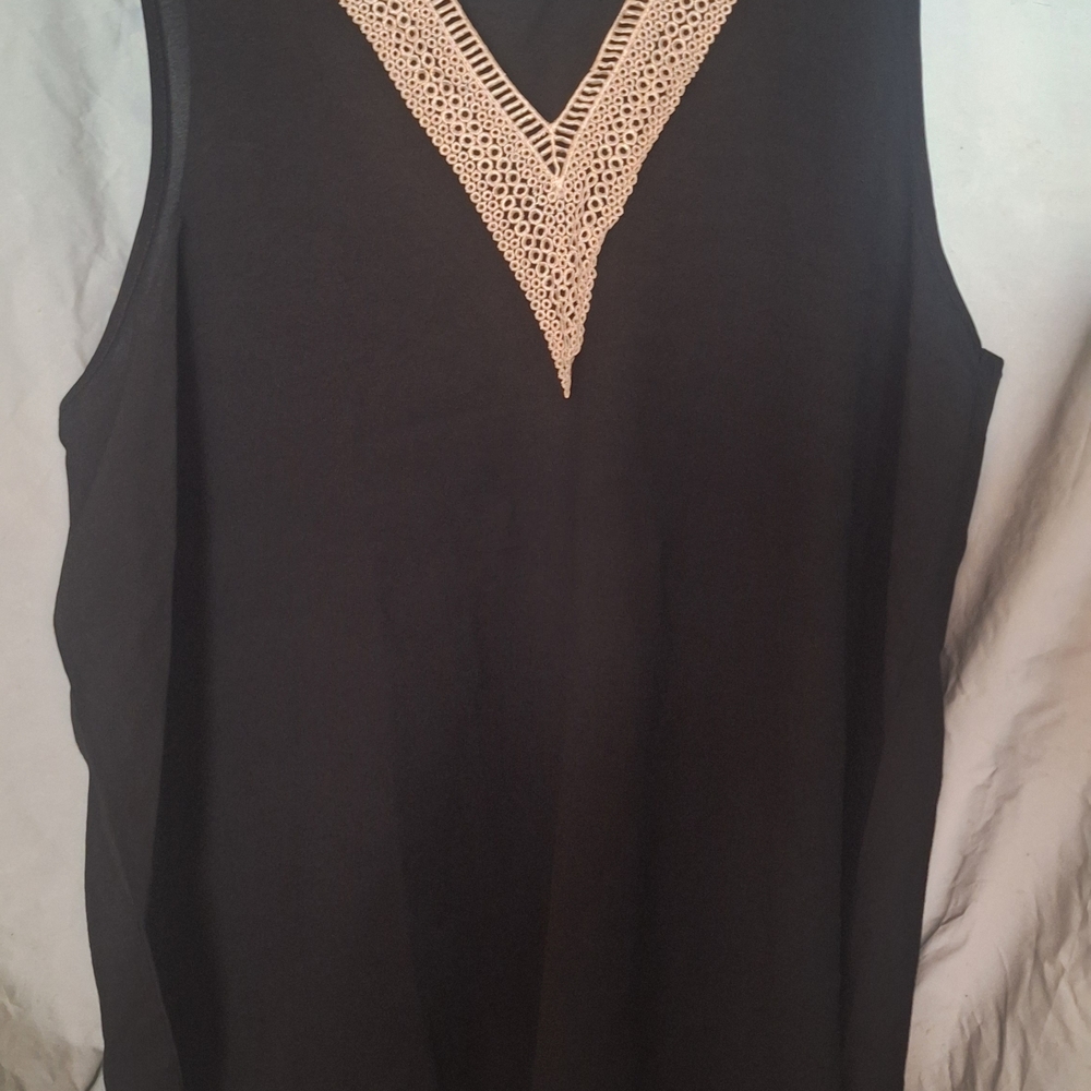 Elegant Black Sleeveless Top with Lace Detail